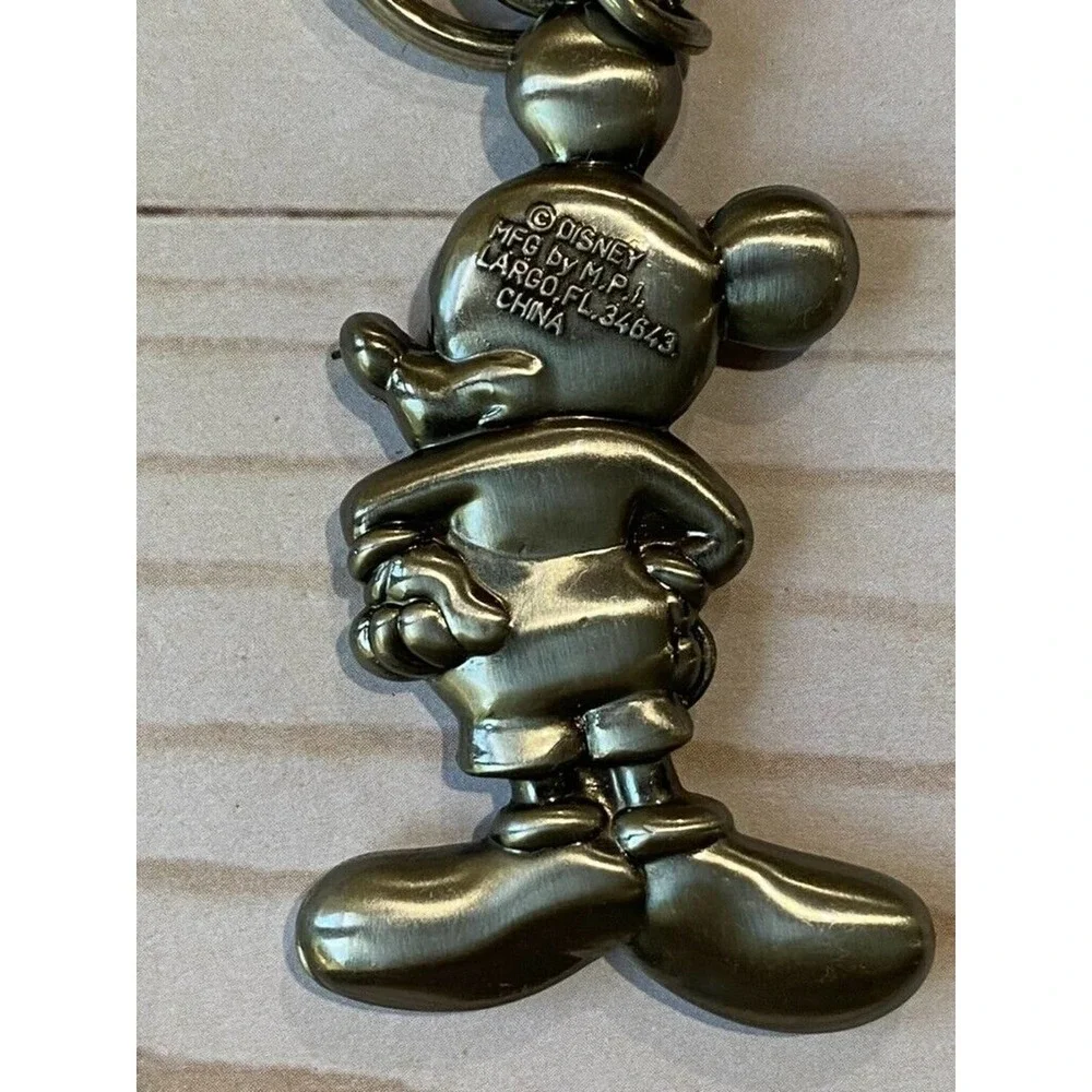 Mickey Mouse Keychain Silver Tone Metal Sculpted Souvenir Key ring